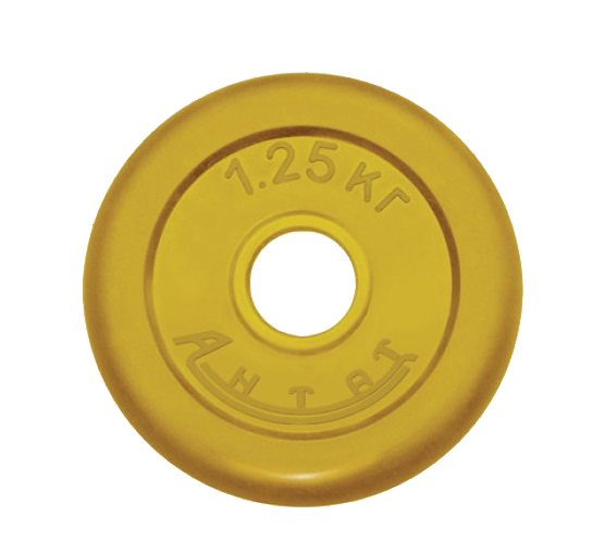 Диск обрезиненный 1,25 кг Антат, 26 мм, желтый