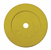 Диск обрезиненный 15 кг Антат, 26 мм, желтый