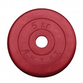 Диск обрезиненный 5 кг Антат, 51 мм, красный