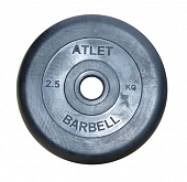 Диск обрезиненный - 2,5 кг, 50 мм, чёрный Atlet