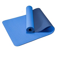 Коврик для йоги 2-х слойный ТПЕ 183х61х0,6 см синий/голубой