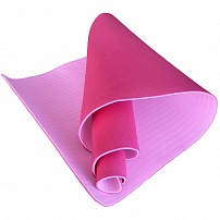 Коврик для йоги 173x61x0,8 см TPE 2-ух слойный, розовый