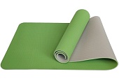 Коврик для йоги и фитнеса ТПЕ 183х61х0,6 см зелено/серый 